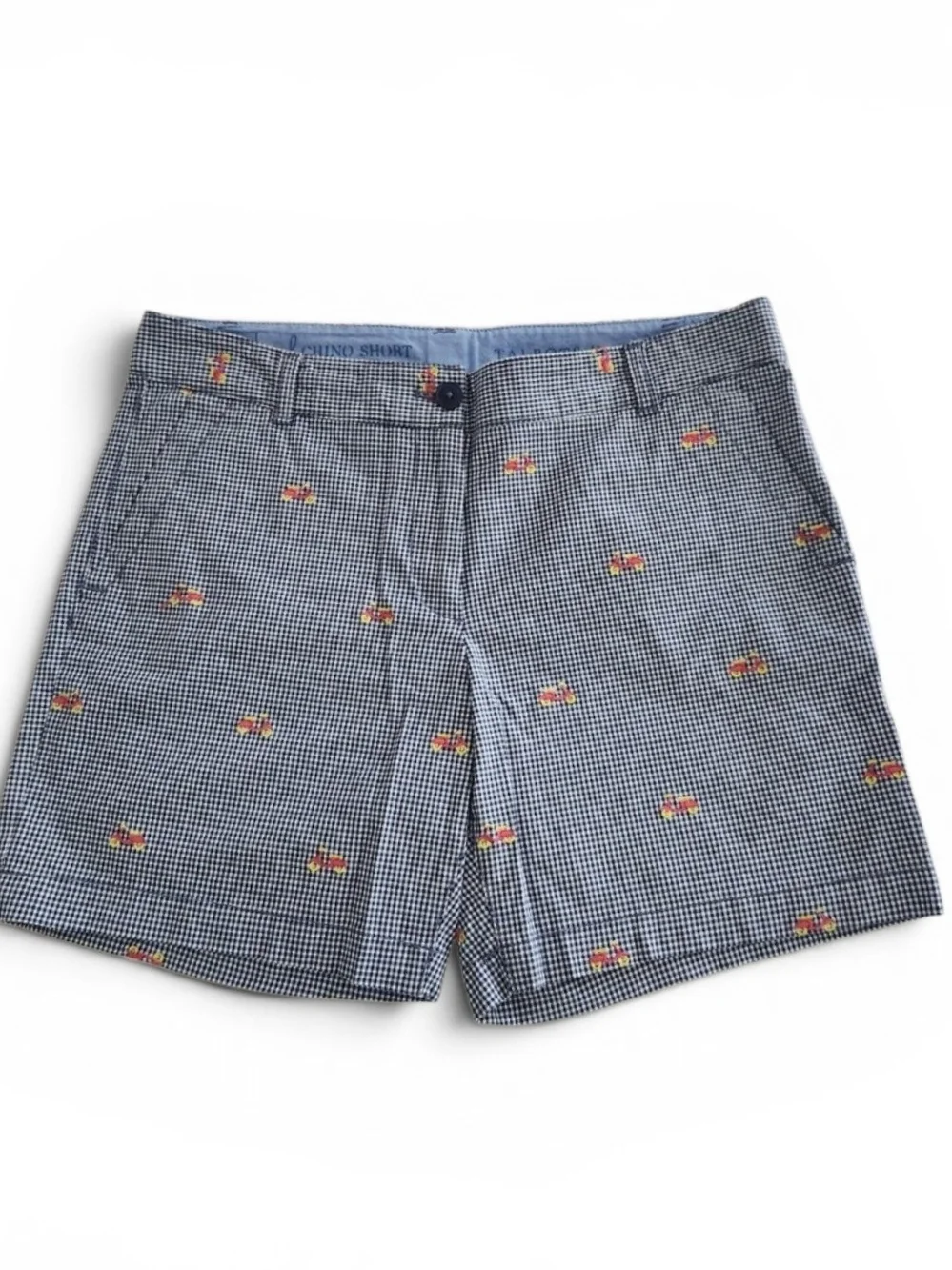 Talbots The Weekend Chino Shorts Navy Check With Applique Size 8P